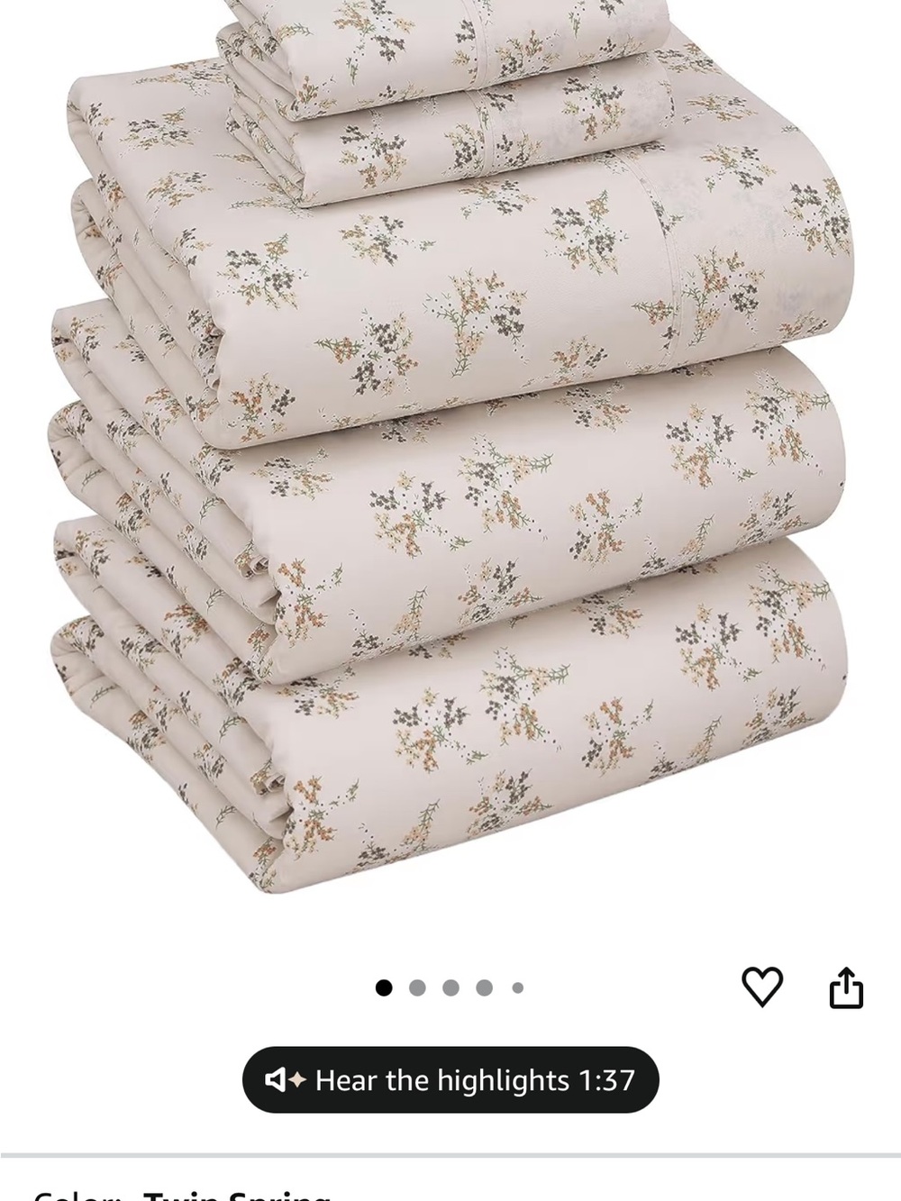 100% cotton Floral Print Cream Sheet Set - king